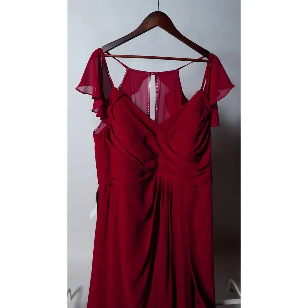 Azazie Dakota Burgundy Bridesmaids Dress Size 24 NWT